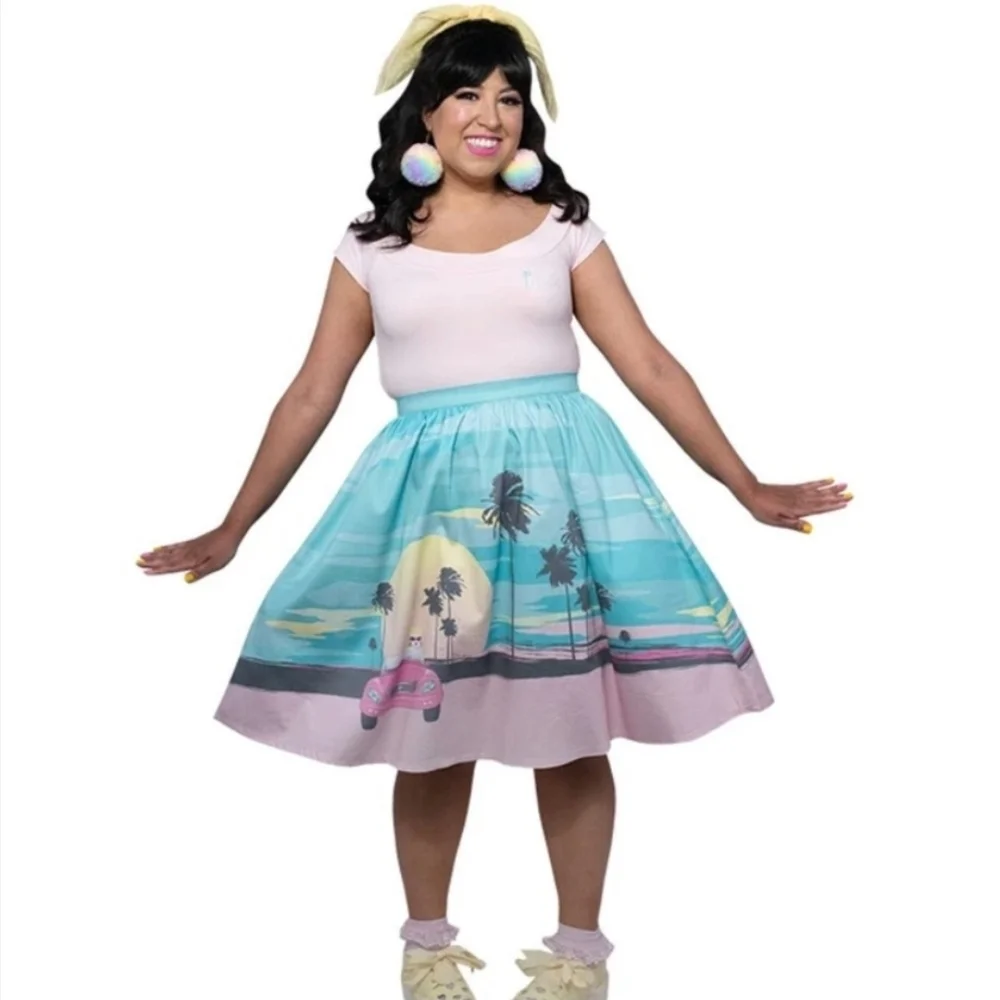 The Stitch Shoppe Loungefly Malibu Barbie Sandy Skirt and Ofd Shoulder Top - Picture 3 of 10